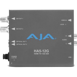 AJA HA5-12G-R0 HDMI 2.0 to 12G-SDI Converter / 4K UltraHD 60p / Dual 12G-SDI Outputs / HDR Pass-Through