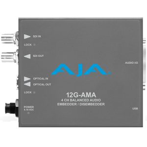 AJA 12G-AMA 4-Ch 12G-SDI Balanced Analog Audio Embedder/Disembedder with Fiber Options/8 XLR Connectors