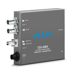 AJA 12G-AMA-R-ST 4-Ch 12G-SDI Balanced Analog Audio Embedder/Disembedder with Single ST Fiber Receiver