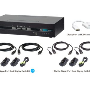 Aten CS1144DP4UN 4-Port USB DisplayPort/HDMI Dual Display Universal Secure KVM Switch Kit (PSD PP v4.0 Compliant)