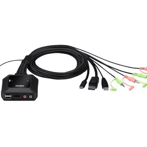 Aten CS52DP 2-Port USB-C / DisplayPort Cable KVM Switch 4K60Hz / Remote Selector / Bus-Powered