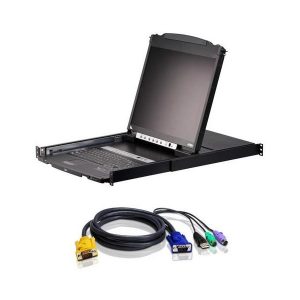 Aten CL5808NcKit 8-Port 19in Dual Rail LCD KVM Kit with Eight Cables