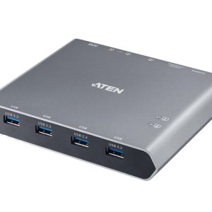 Aten US3311 2-Port 4K DisplayPort USB-C KVM Dock Switch with Power Pass-Through