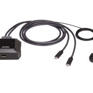 Aten US3312 2-Port USB-C 4K DisplayPort Cable Switch with Remote Port Selector
