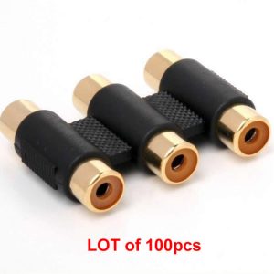 Atlona 07-058_L100 High-Quality Triple RCA Coupler For Audio/Video Cable Extension LOT of 100pcs