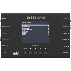 BZBGEAR BG-4KBHS-PRO HDMI 2.0 & 12G/6G/3G/HD-SDI Cross Converter and Scaler with 3.5” LCD Display/Built-in Test Patterns /Audio Embedder/De-Embedder