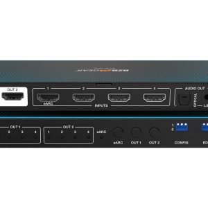 BZBGEAR BG-8K-42MA 4×2 8K UHD HDMI 2.1 Matrix Switcher with Auto Downscaling/Audio De-Embedding (8K60/4K120 and VRR/FVA/ALLM Support)