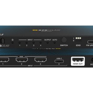 BZBGEAR BG-8K-HCS41 4×1 8K UHD HDMI/USB-C 2.1 Switcher (8K60/4K120Hz 4:4:4 VRR/ALLM/QMS/QFT/SBTM Support)