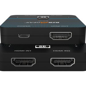 BZBGEAR BG-8K-HS21 2×1 8K UHD Ultra Slim HDMI 2.1 Switcher (8K60/4K120Hz 4:4:4 and VRR/FVA/ALLM Support)