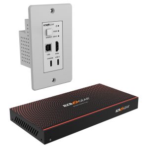 BZBGEAR BG-EXH-70UWP-W 3×1 HDMI/USB-C/KVM Wall Plate Switcher & HDBaseT Extender Kit, 4K UHD 18Gbps – 230ft Range