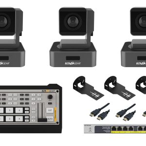 BZBGEAR BG-KIT3Podcast-3CAM-10XWM BZBGEAR KIT 3 Podcast with 3x 10X HD PTZ Cameras, 4-Channel HDMI Mixer, POE Switcher, Wall Mounts and 50ft HDMI Cable