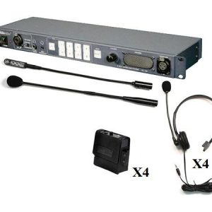 Datavideo ITC-100 8-User Wired Intercom System with 4 Beltpacks and 4 Headsets