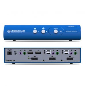 High Sec Labs SK21PH-N 2-Port DP/HDMI KVM Switcher 4K@30Hz USB KB/Mouse 3.5mm Audio Clipboard Copy