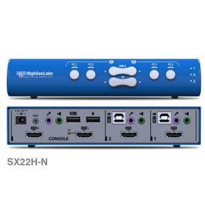 High Sec Labs SX22H-N 2×2 HDMI KVM Mini-Matrix switcher 4K / Dual Display / USB Keyboard/Mouse / 3.5mm Audio