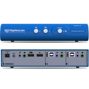 High Sec Labs SM20N-N 2-Port KM Switcher / USB Keyboard / USB Mouse / Audio / Microphone / Text Copy