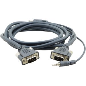 Kramer C-MGMA/MGMA-25 15-Pin (M) to 15-Pin (M) + 3.5mm Micro VGA Cable – 25ft