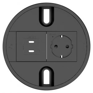 Kramer T-IN2-RND1 Round Table Connectivity Box / Slim Insert / Dia 139 mm Cutout / Easy Install