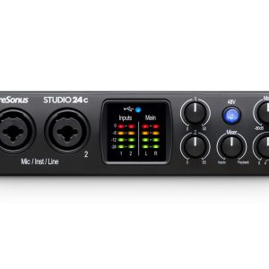 PreSonus Studio 24c Portable Ultra-High-Def 2X2 USB-C Audio Interface with 2 Mic Inputs/24-bit/192kHz