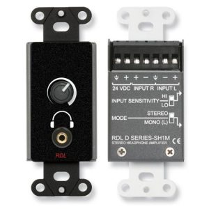RDL DB-SH1M Stereo Headphone Amplifier/Stainless Panel with Level Control/Black