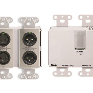 RDL DDS-BN22 2×2 Wall-Mounted Bi-Directional Mic/Line Dante Interface/Stainless Steel