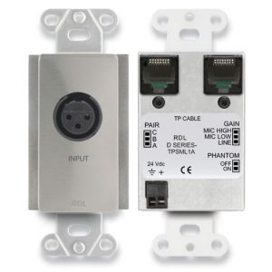 RDL DS-TPSML1A Active Single-Pair Sender / Format-A RJ45 / XLR Mic Line Input / 24V Remote Power