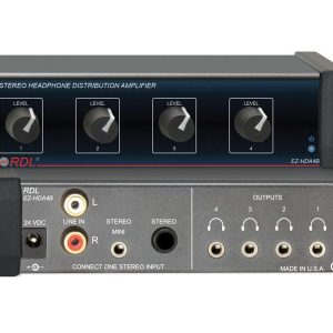 RDL EZ-HDA4B 1X4 Rear-Panel Outputs Stereo Headphone Distribution Amplifier