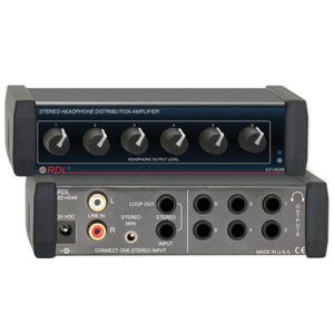 RDL EZ-HDA6X Stereo Headphone Distribution Amp 1×6 Rear Outputs Mini RCA 1/4 TRS Worldwide PSU