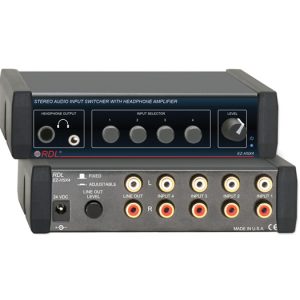 RDL EZ-HSX4X Stereo Audio Input Switcher 4×1 / Headphone Amp / Variable Fixed Line Output