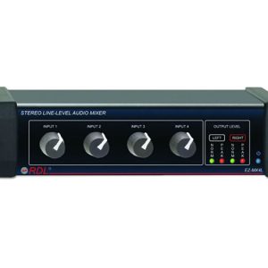 RDL EZ-MX4LX Stereo Line-Level Mixer 4×1 RCA / Mini Jack Dual-LED VU Meters