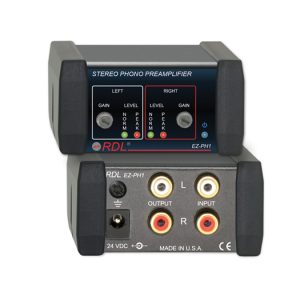 RDL EZ-PH1X Stereo Phono Preamplifier / RIAA Equalization / Front GAIN Trimmers / LED VU Meters