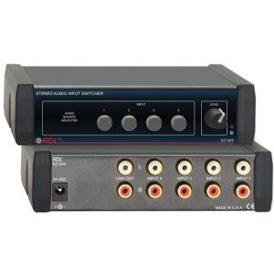 RDL EZ-SX4X 4×1 Stereo Audio Switcher / Unbalanced RCA Inputs / Front Panel Volume Control