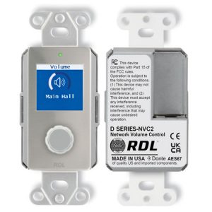 RDL DS-NVC2 Dante / AES67 Network Volume Control Rotary Encoder LCD PoE 1-2 Channels 0-63 dB