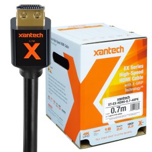 Xantech XT-EX-HDMI-0.7-40PK-MC EX Series High-Speed HDMI Cable with X-GRIP Technology (2.3ft/Master Carton of 40)