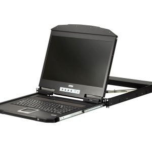 Aten CL3100NX 1U Ultra Short Depth Single Rail WideScreen LCD Console (USB/VGA) with Resolution of 1366x768