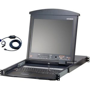 Aten KL1516AiMUKit 16-Port Cat 5 Dual Rail 17in LCD KVM Switch Kit