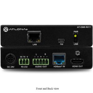 Atlona AT-OME-RX11 4K/UHD HDMI/HDBaseT Extender (Receiver) with Audio/RS-232/PoE up to 330ft