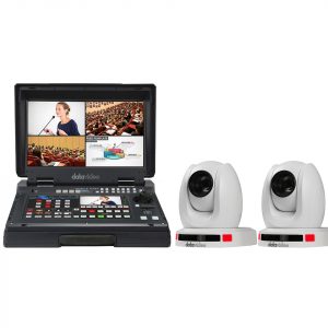 Datavideo EZ STREAM AI 20X W HDBaseT Auto Tracking PTZ Package 20x Optical Zoom / 14in Touchscreen Controller / Recorder (White)