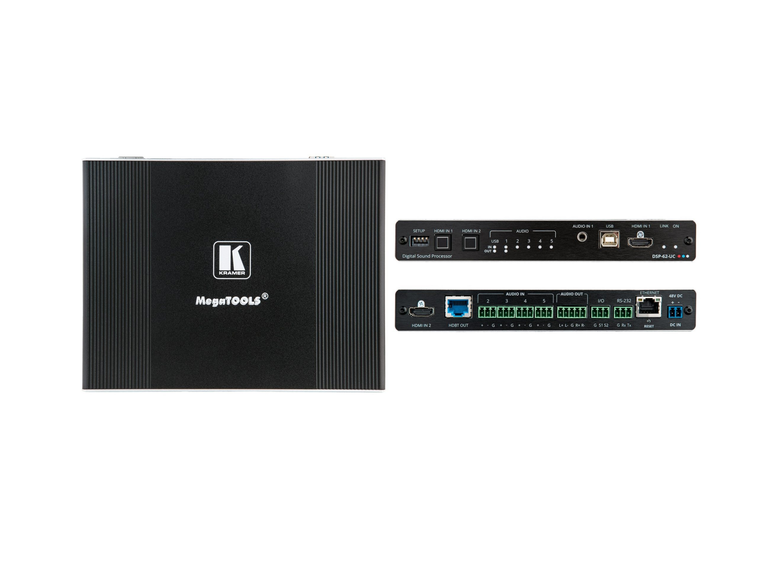 Kramer DSP-62-UC 6x2 PoE Audio Matrix DSP with HDMI Switcher/AEC and HDBaseT - Image 2