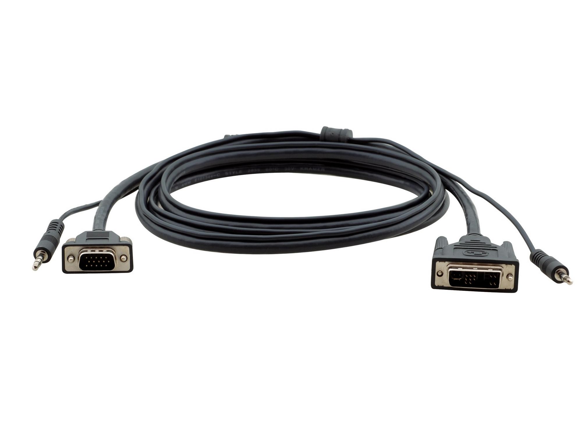Kramer C-MDMA/MGMA-6 15-pin HD to DVI/3.5mm Stereo Audio Cable 6ft