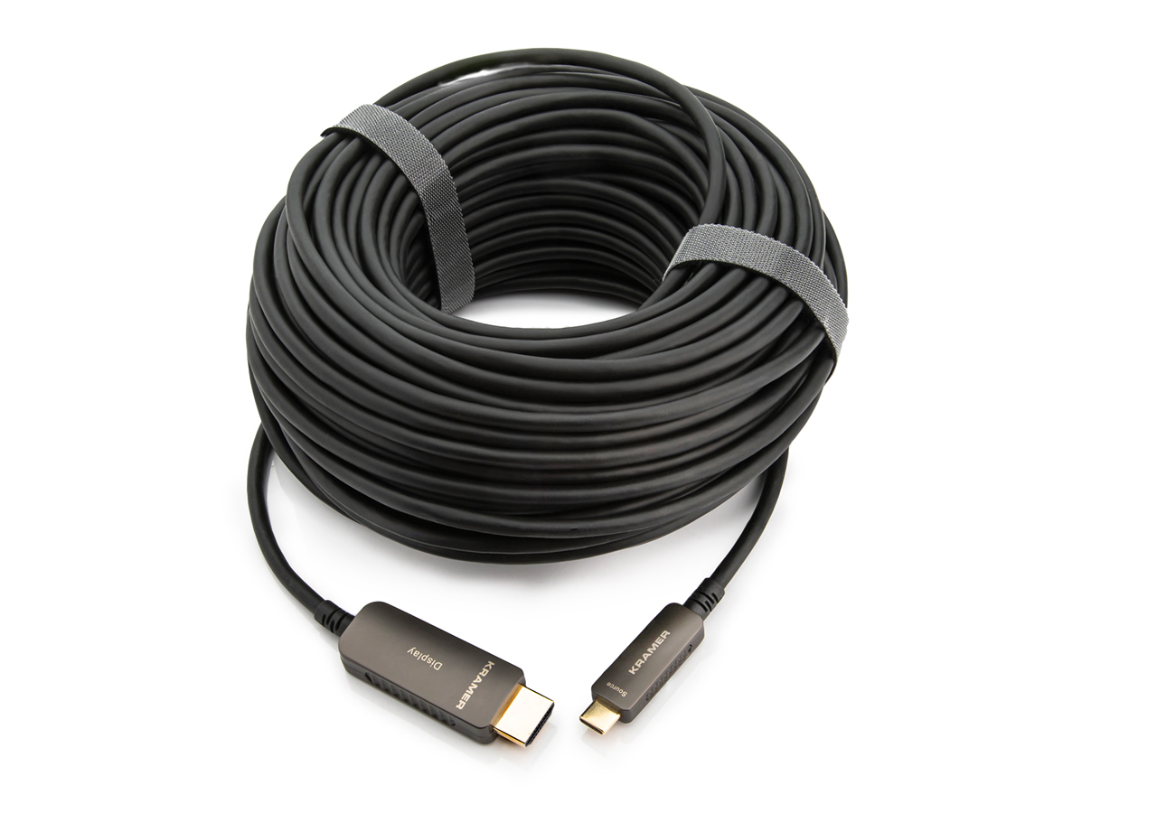 Kramer CP-AOCU/CH-66 Active Optical USB-C to HDMI Cable 66ft Plenum 4K@60Hz 18Gbps