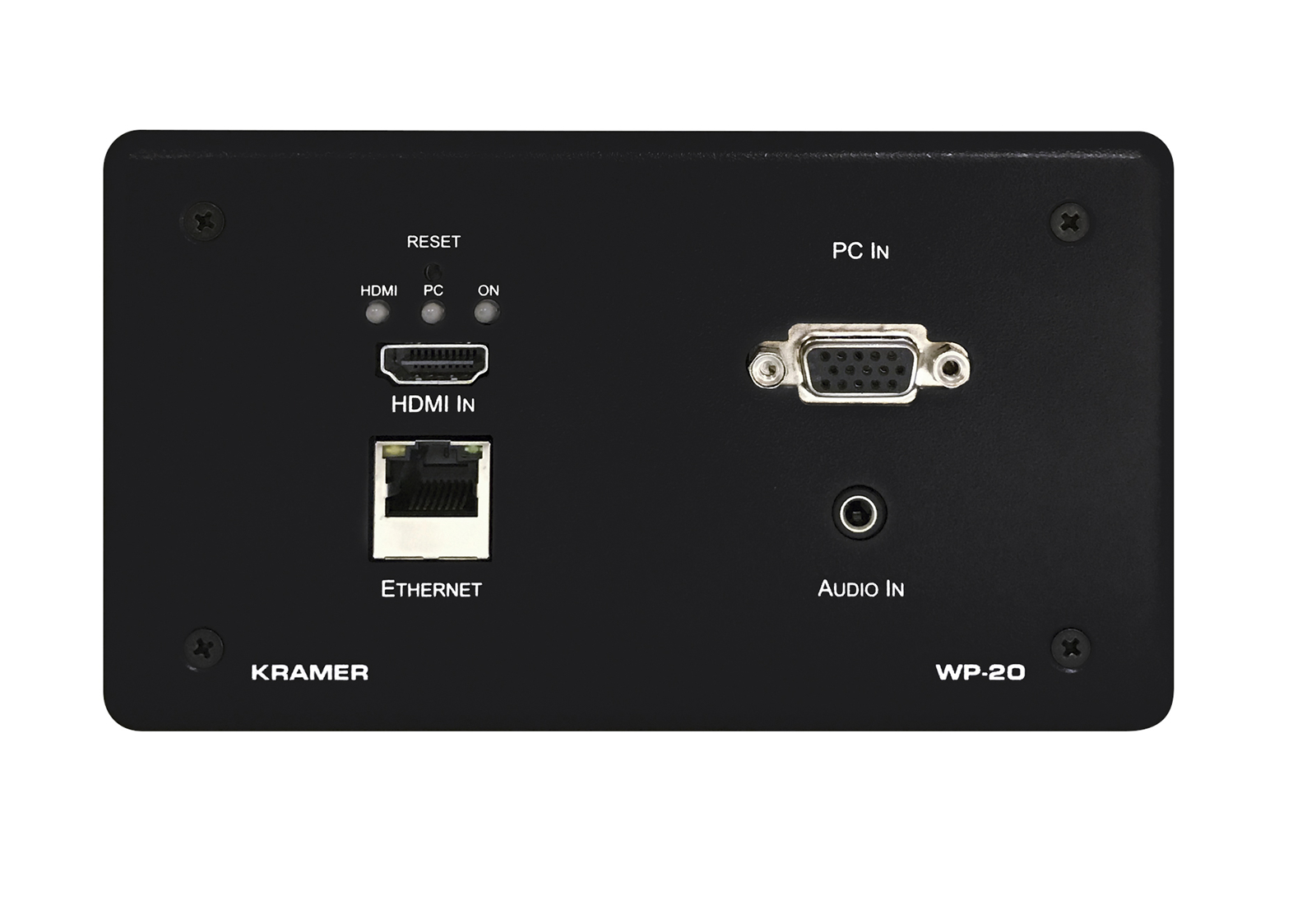 Kramer WP-20/US(B) HDBaseT Wall Plate Switcher / 4K@60 4:2:0 / HDMI VGA Audio RS-232 PoE