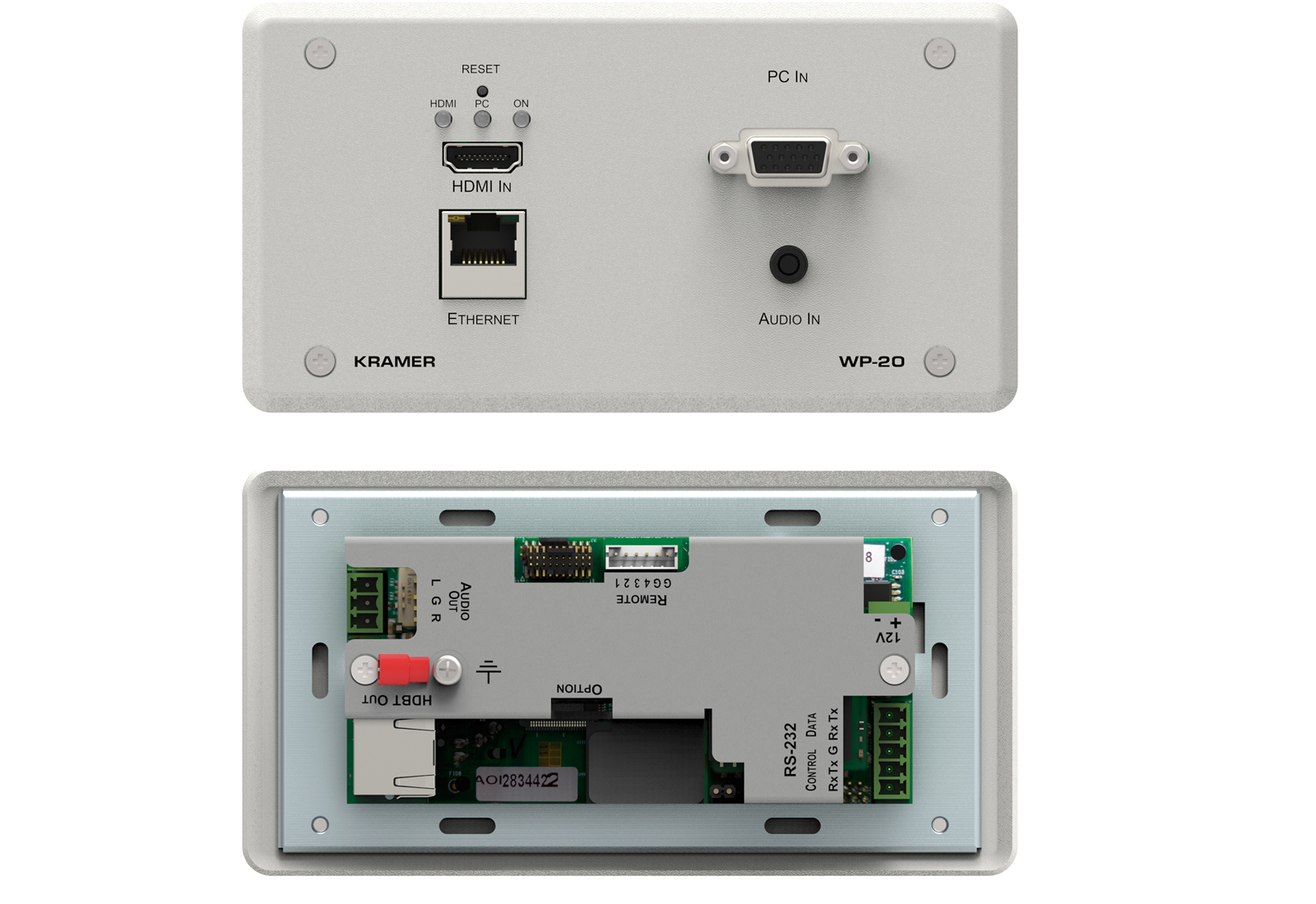 Kramer WP-20/US(W) HDBaseT 4K HDMI/VGA switcher Wall-Plate Auto-Switch PoE