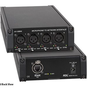 RDL AV-XMN4 4 XLR microphone inputs to Dante network audio channels Converter