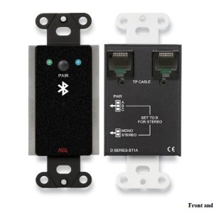 RDL DB-BT1A Wall-Mounted Bluetooth Audio Extender (Transmitter)/Format-A Interface/Black