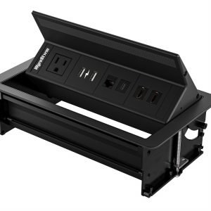 WyreStorm IDB-400-NA Flip Up In-Desk Connectivity with 1x Mains (North America) / USB Charging/2 x HDMI/USB-C and RJ-45 Passthrough