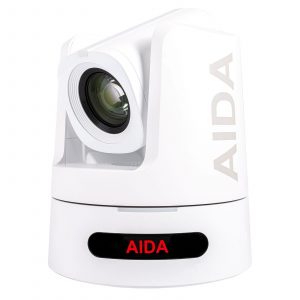 Aida PTZ4K12G-FNDI-X30W 4K NDI|HX3, 12G-SDI & SFP+ Auto-Tracking Broadcast/Conference PTZ Camera with 30x Optical Zoom (White)