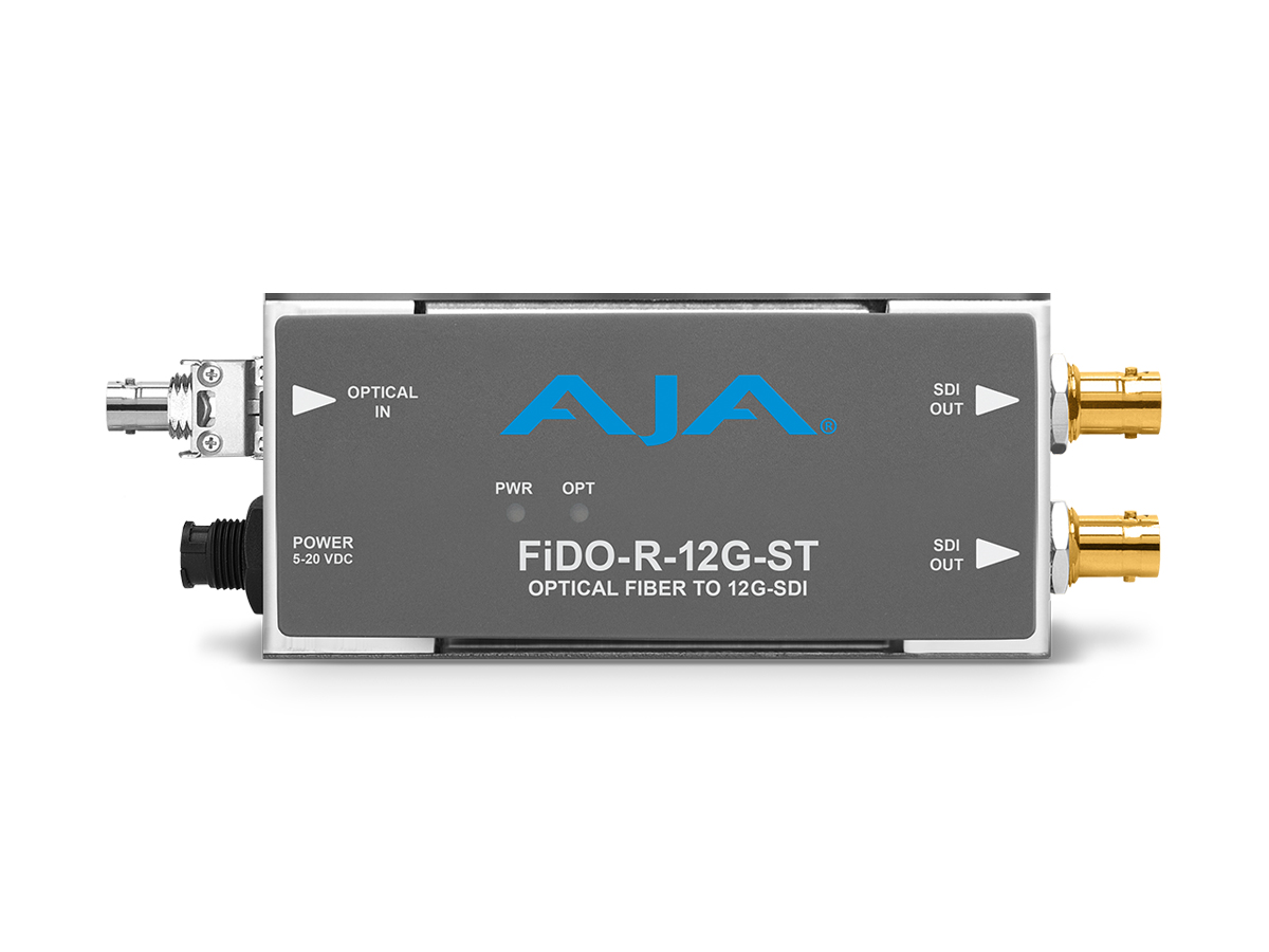 AJA FiDO-R-12G-ST 1-Channel Single-Mode ST Fiber to 12G-SDI Receiver / Dual 12G-SDI Outputs / 10 km