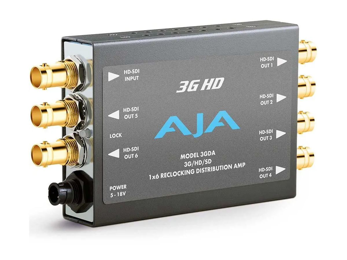 AJA 3GDA-R0 1×6 3G/HD/SD Reclocking Distribution Amplifier/Automatic Input Detection