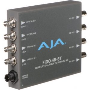 AJA FIDO-4R-ST-R0 4-Channel Single-Mode ST Fiber to 3G-SDI Receiver / 10 km Range / Reclocking