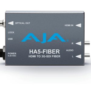 AJA HA5-FIBER-R0 HDMI to 3G-SDI over Singlemode 1310nm Fiber ST / 10km / 8-Channel Embedded Audio / FRC